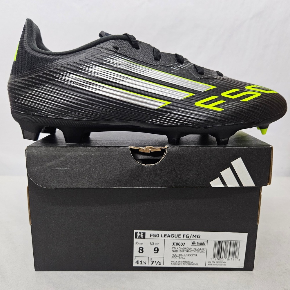 Adidas F50 League FG‎ MG Soccer Cleats JI0007 Black Lucid Lemon Mens Size 8